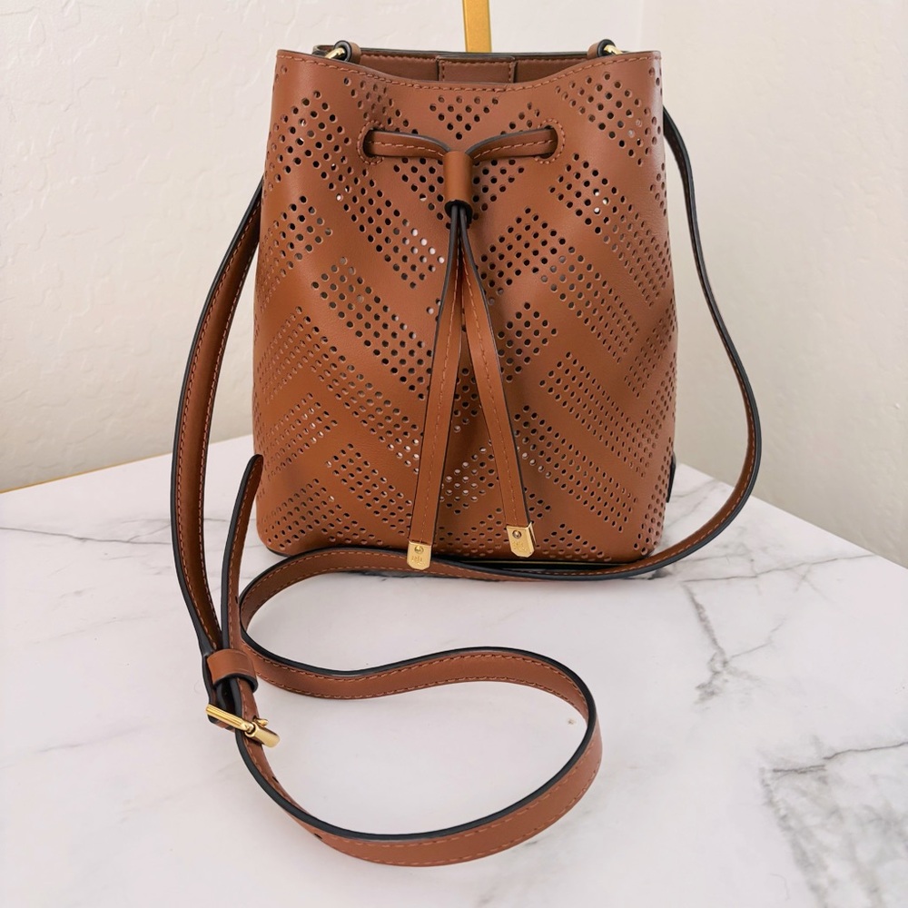 Lauren Ralph Lauren Debby‎ Perforated Leather Drawstring Bag